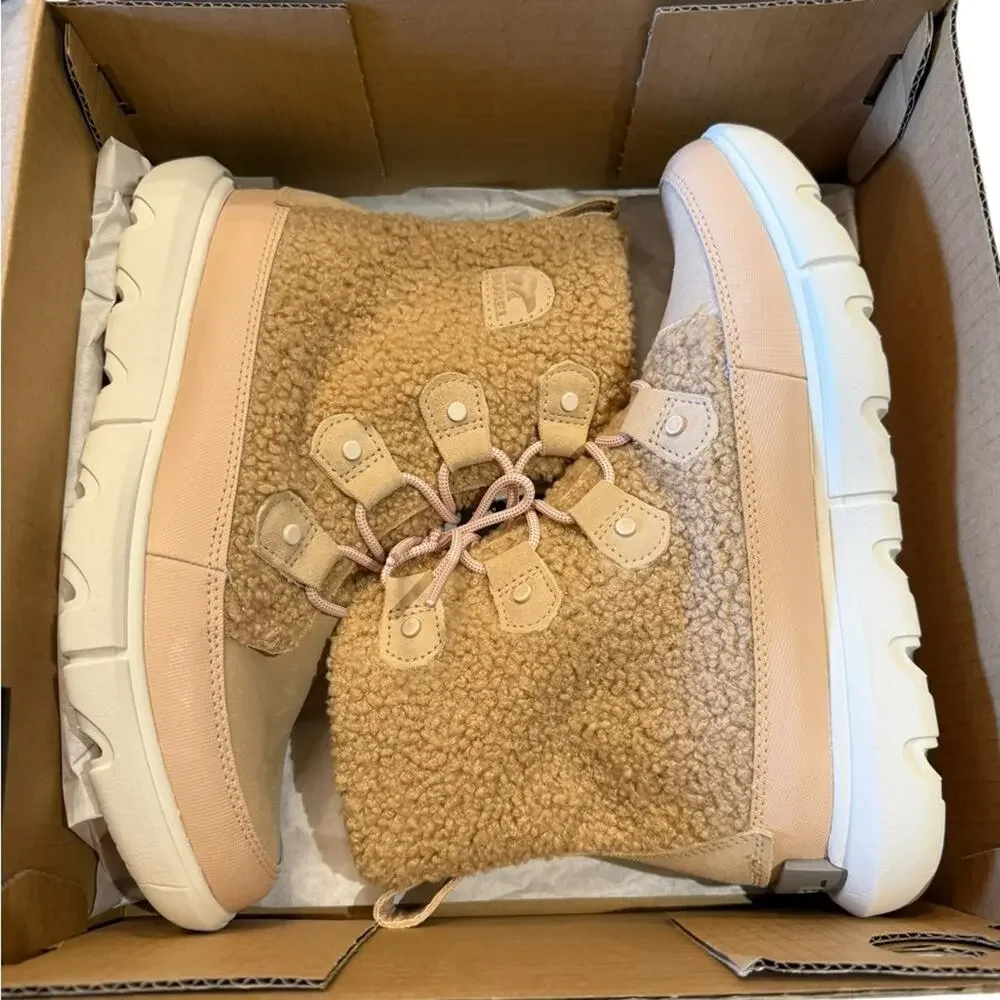Sorel  Explorer Joan Cozy Women’s 9.5 Beige/Pink Lace Up Boots Waterproof NWT